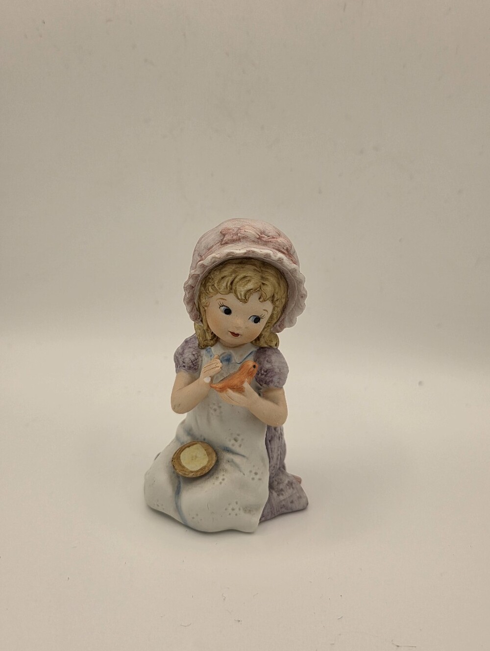 Lefton China Hand Painted Figurine Young Woman With Her Bird. # 2725